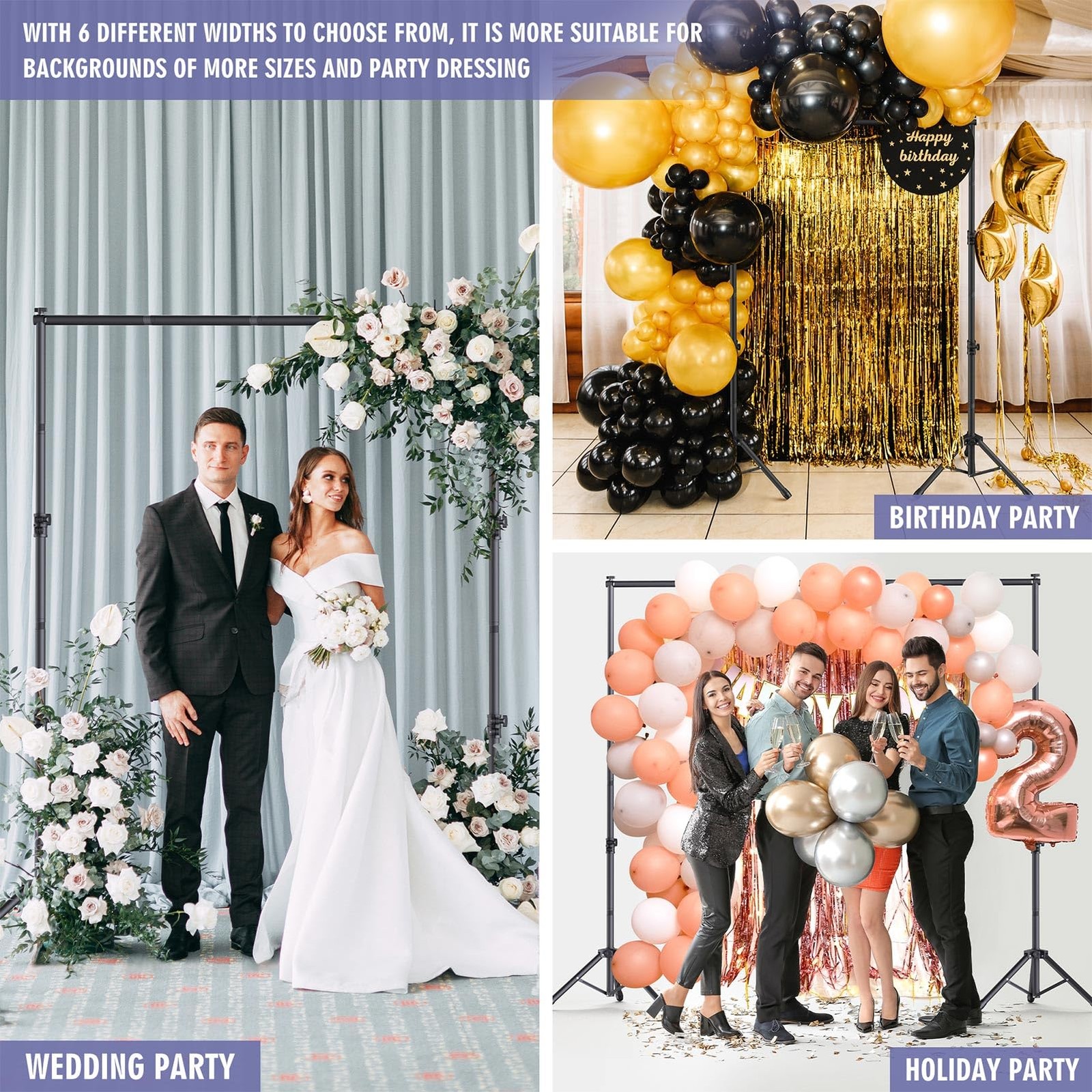 Eocnrhe Backdrop Stand Kit - 6 Widths 10X7.5Ft Adjustable Background Stand For