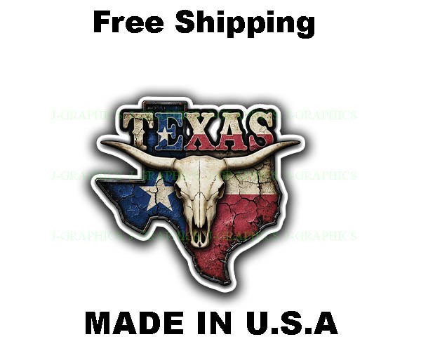 Texas Vinyl Decal Sticker TX Western Rodeo Rural Cowboy Ranch Longhorn Bull I