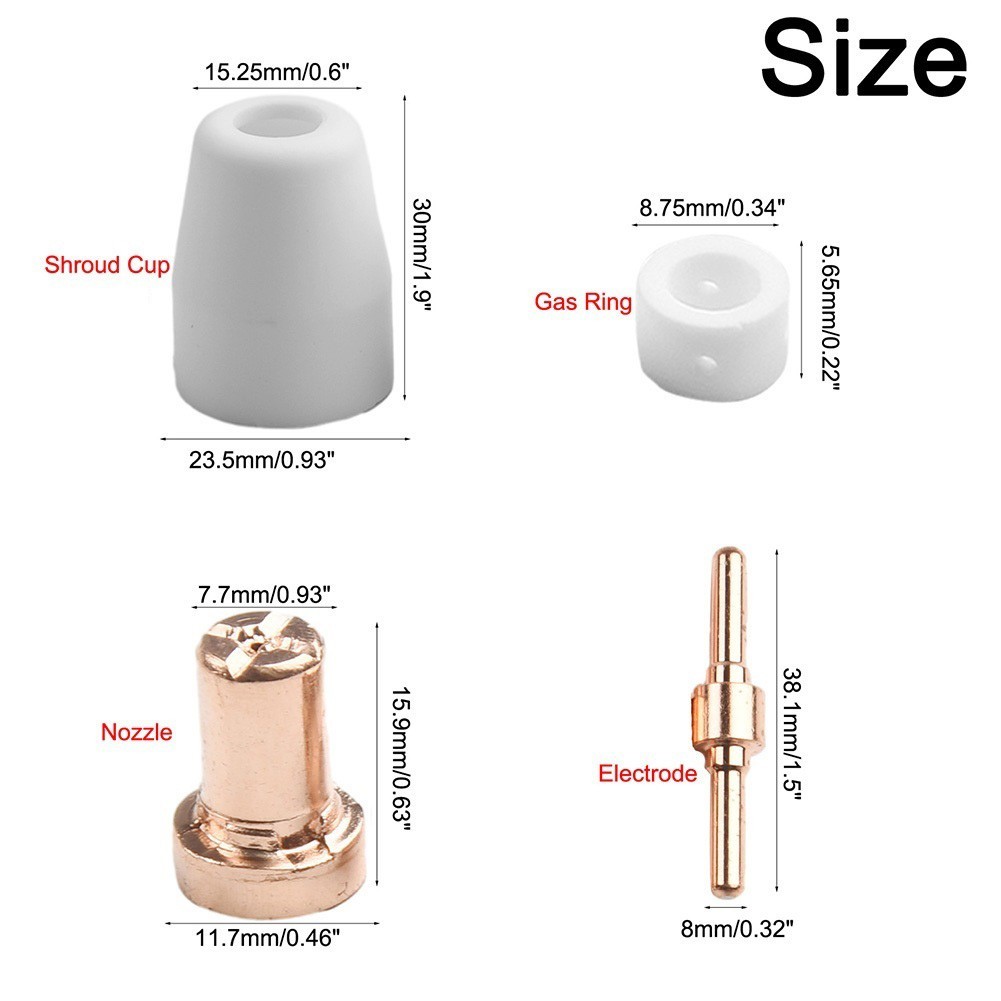 17PCS Replacement Consumables for PT31 Plasma Cutter Nozzle Electrode Kit