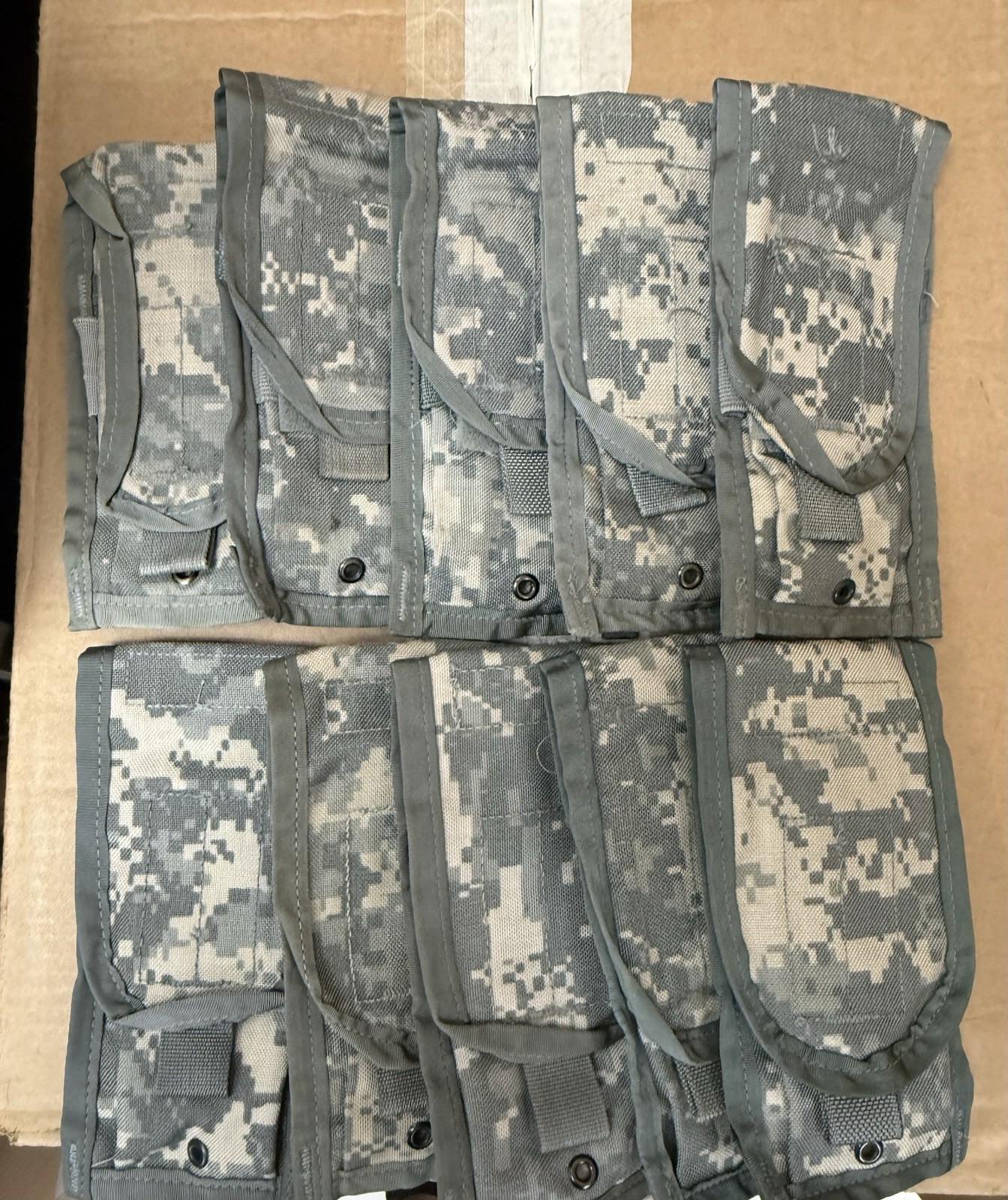 Lot of 10 – USGI MOLLE II Double Mag Pouches ACU NSN 8465-01-525-0606