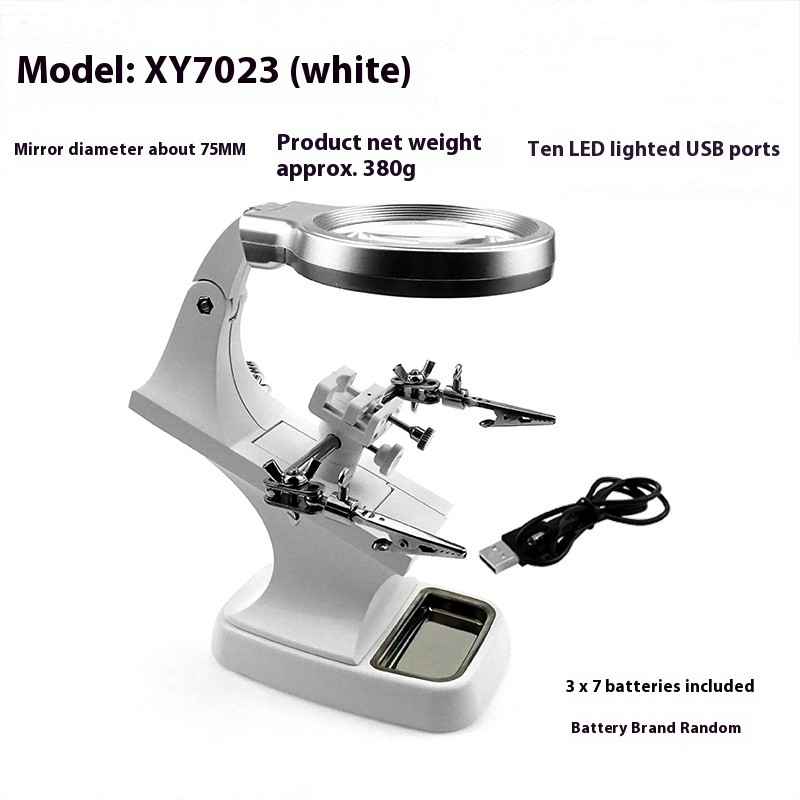 HD 20 Desktop Magnifying Glass 20X With Ring Led Light Base Circuit Repair Tool