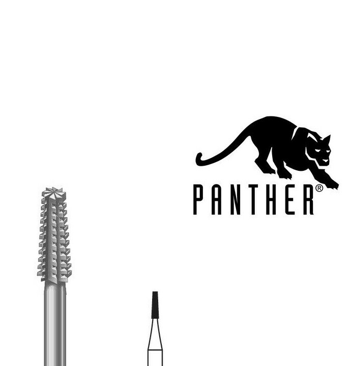 Bur Cone Square Cross Cut Size 006 - 0.6mm Pack of 6 Panther Germany