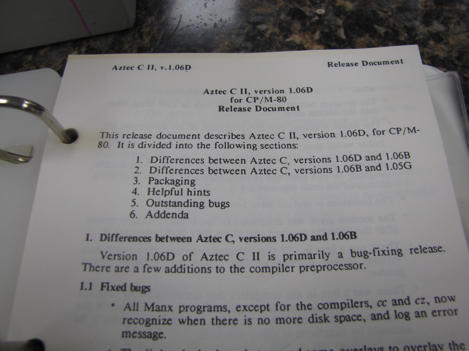 Vintage Aztec C II User Manual Release 1.06D Document W/Original Box