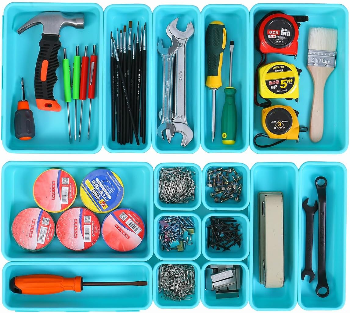 15 PCS Interlocking Desk Drawer Organizer Separator for Office,Bathroom,Kitchen,