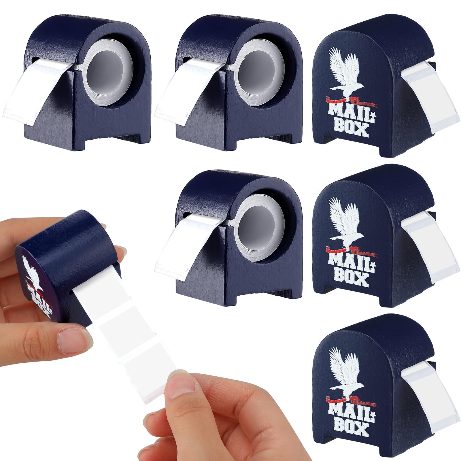 Wesiti 6 Pcs Patriotic Wooden Stamp Roll Dispenser Wood Postage Stamp...