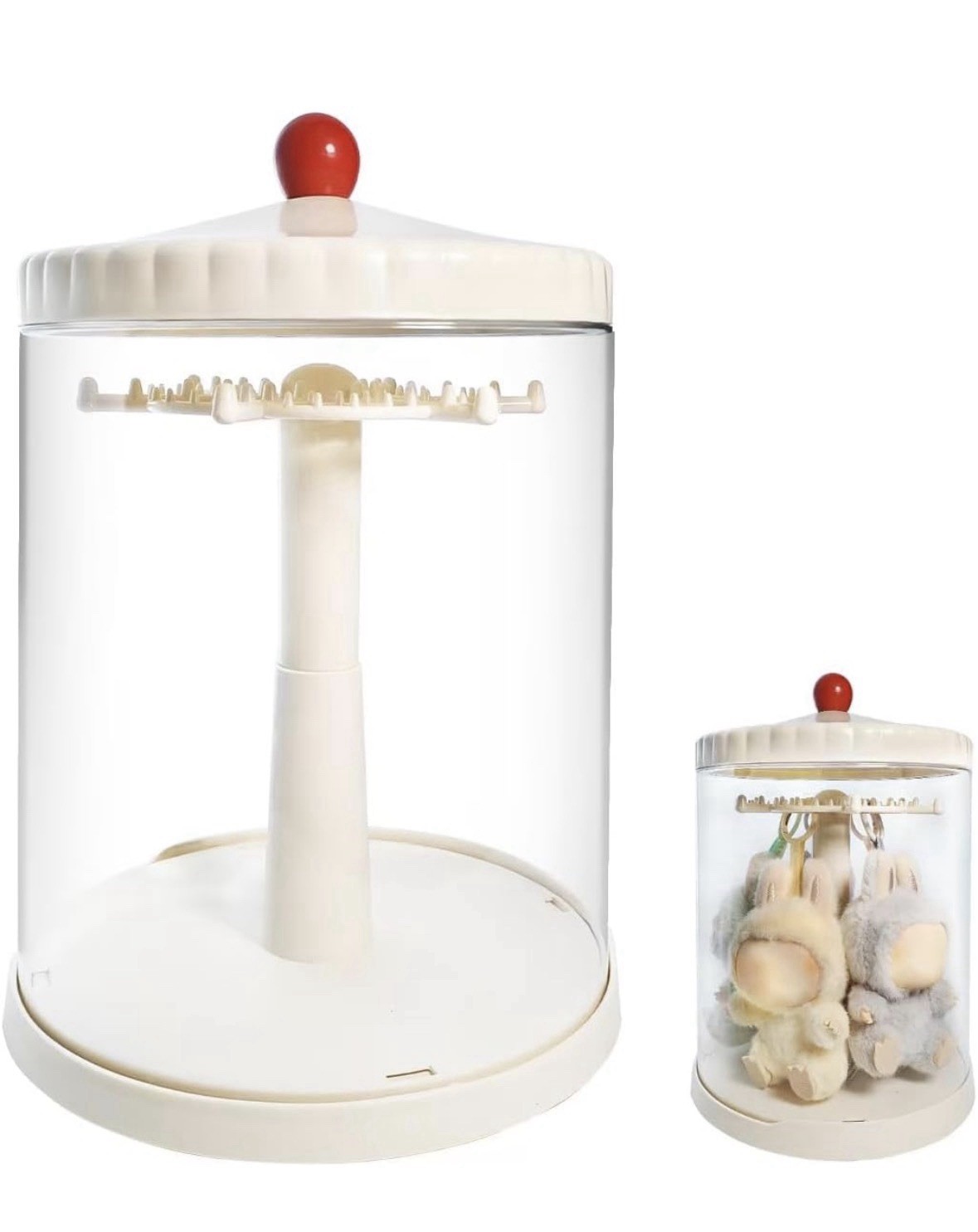 360° Rotating Display Case for 6" Doll Keychains – Stackable Clear Dustproof
