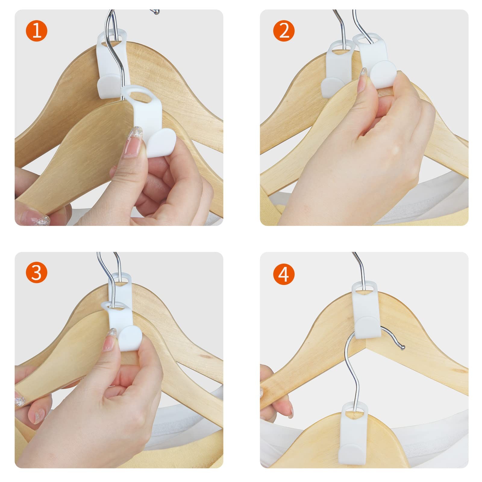 Clothes Hanger Connector Hooks 200 PCS Space Saving Hanger Extender for Closet