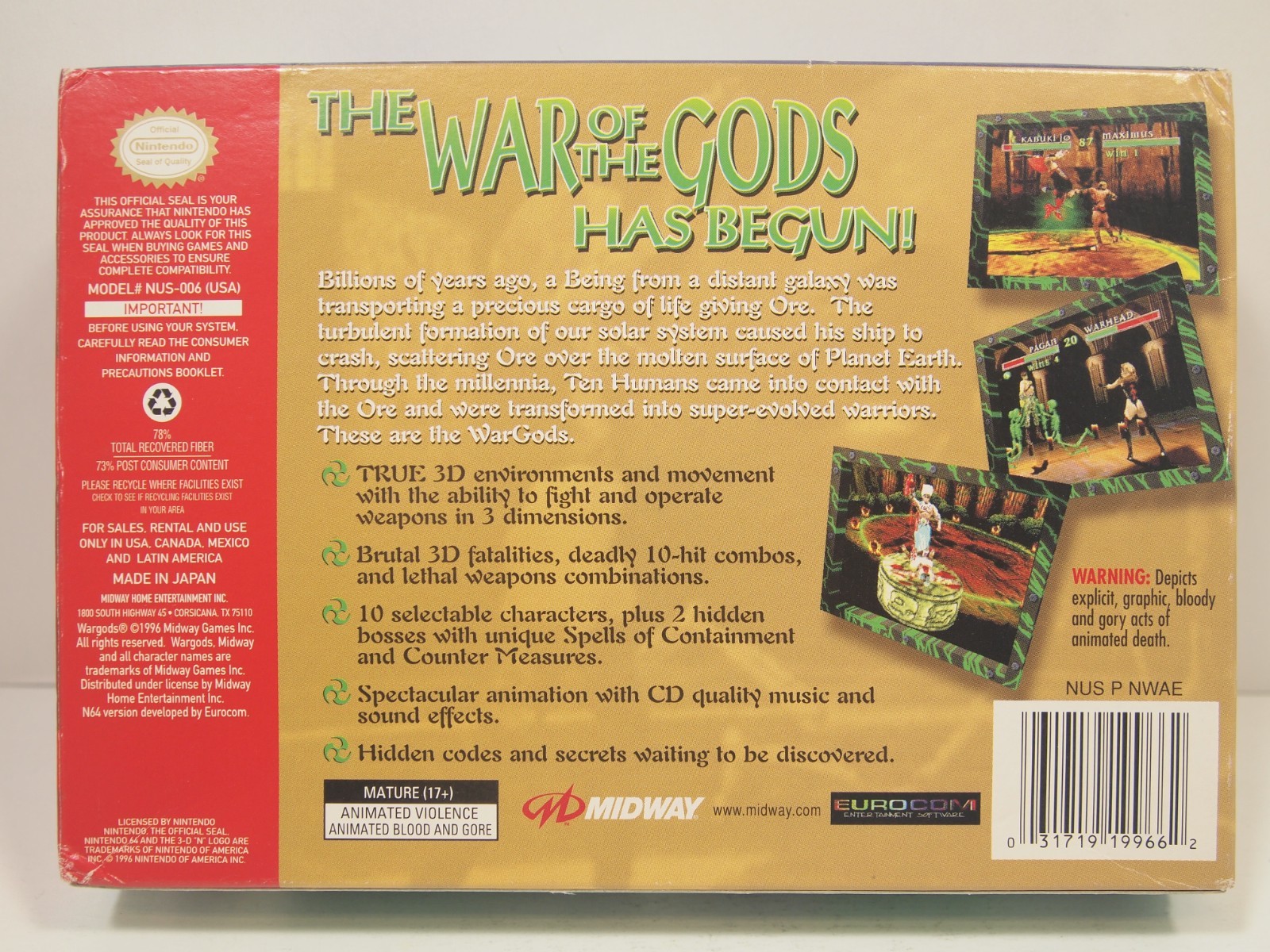 War Gods (Nintendo 64 | N64) Authentic BOX ONLY