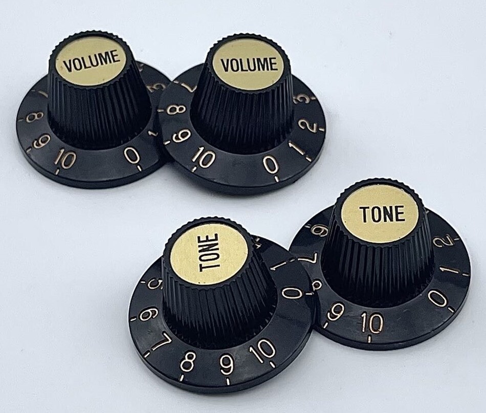 Black Witch Hat Control Knobs with Gold Inserts for Gibson Pots Epiphone Gold US