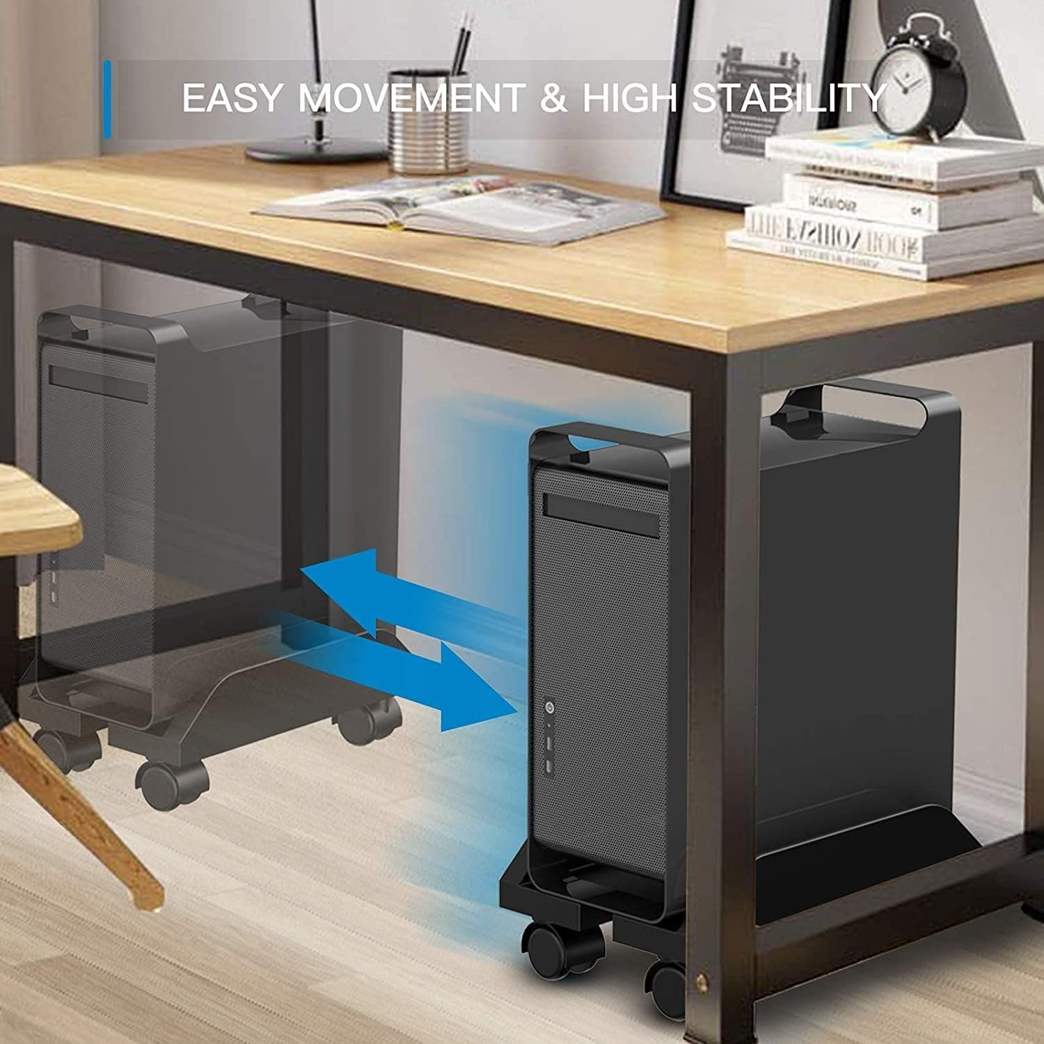 Universal ABS PC Computer Tower Stand Holder, Adjustable Width, Rolling Caster