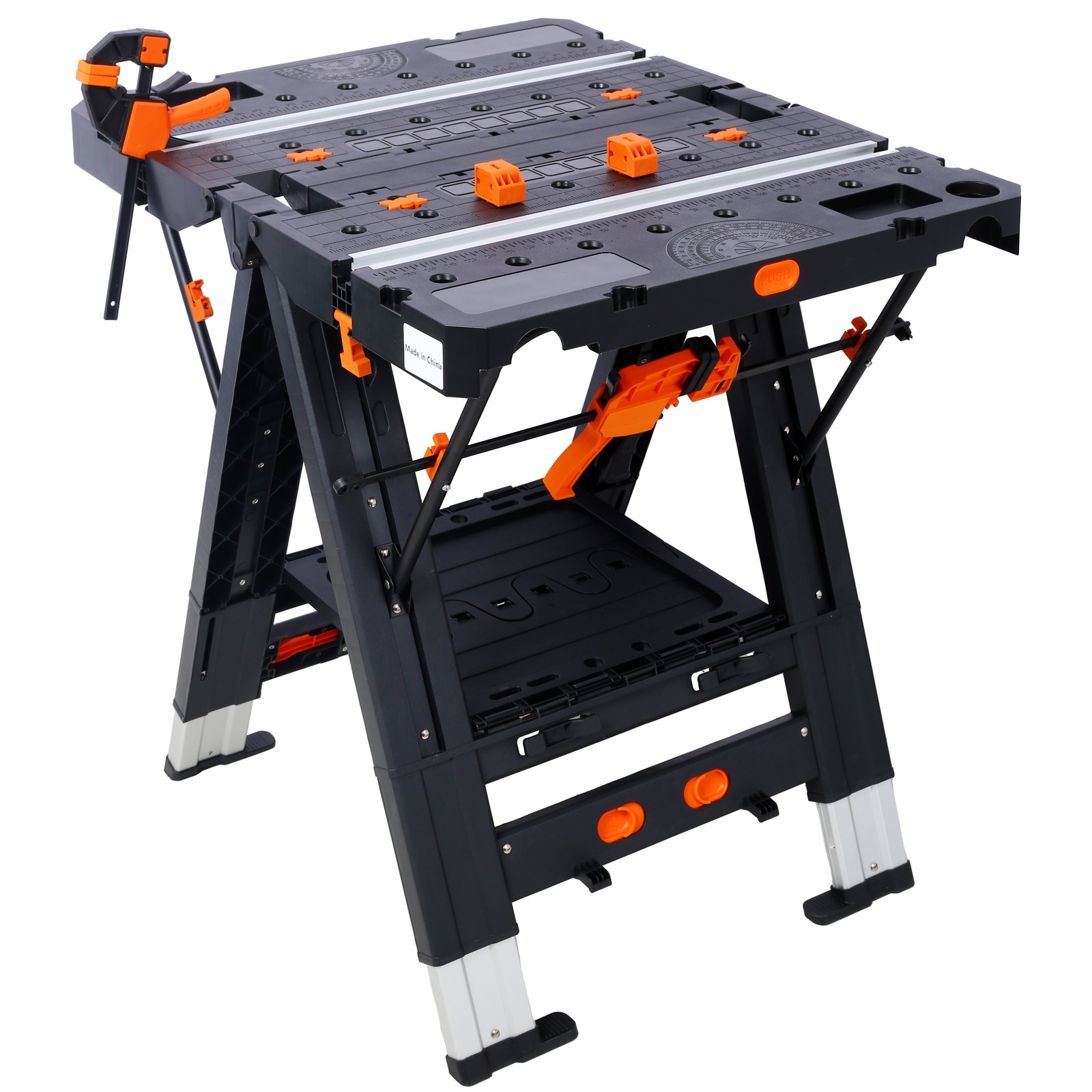 Portable Folding Work Table, 2-in-1 as Sawhorse & Workbench, Large Load Capacity