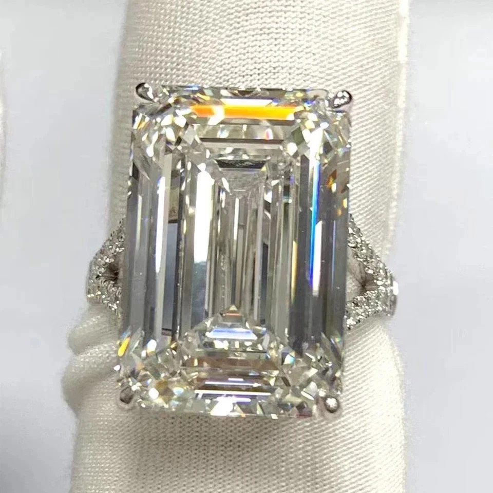 RARE 12.20 Ct Certified Emerald Cut Diamond Solitire Ring - FREE Diamond Studs
