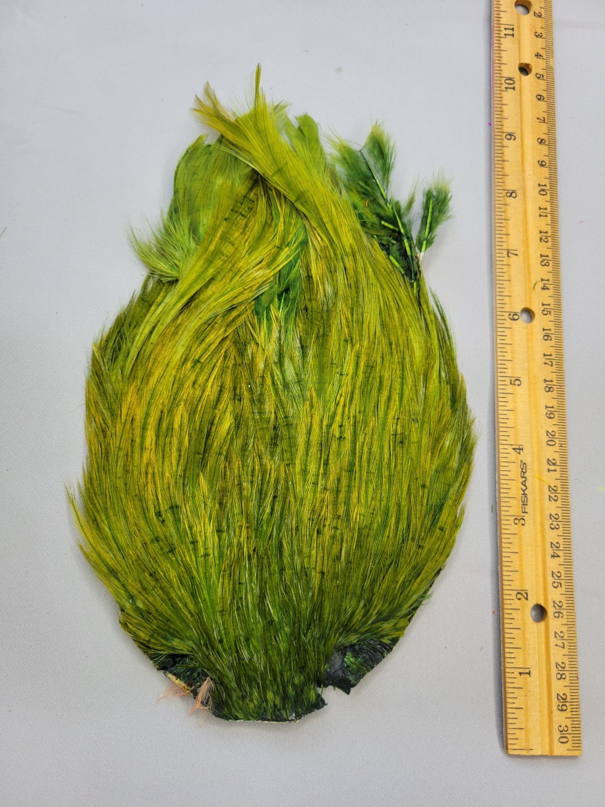Lot 82,  Top Quality  DARK OLIVE  India Rooster Streamer Neck Cape Feathers