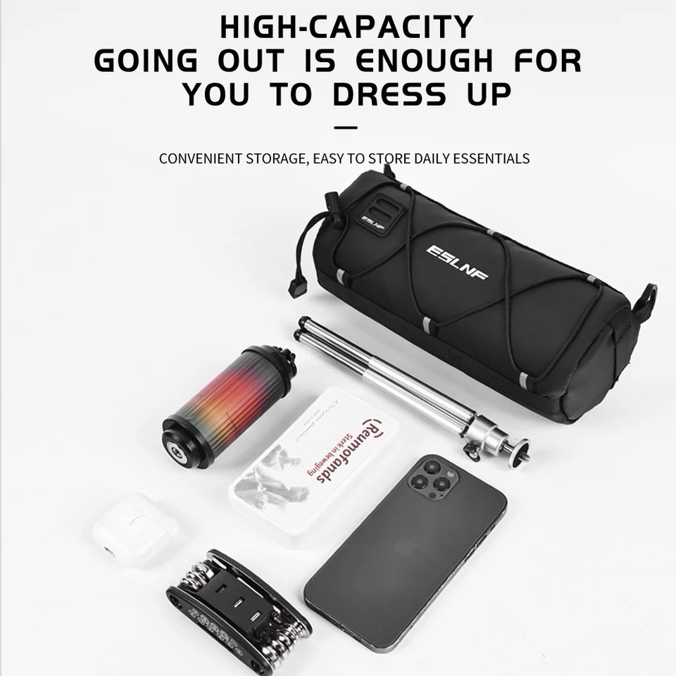 Black Fabric Handlebar Bag High Capacity Cycling Storage