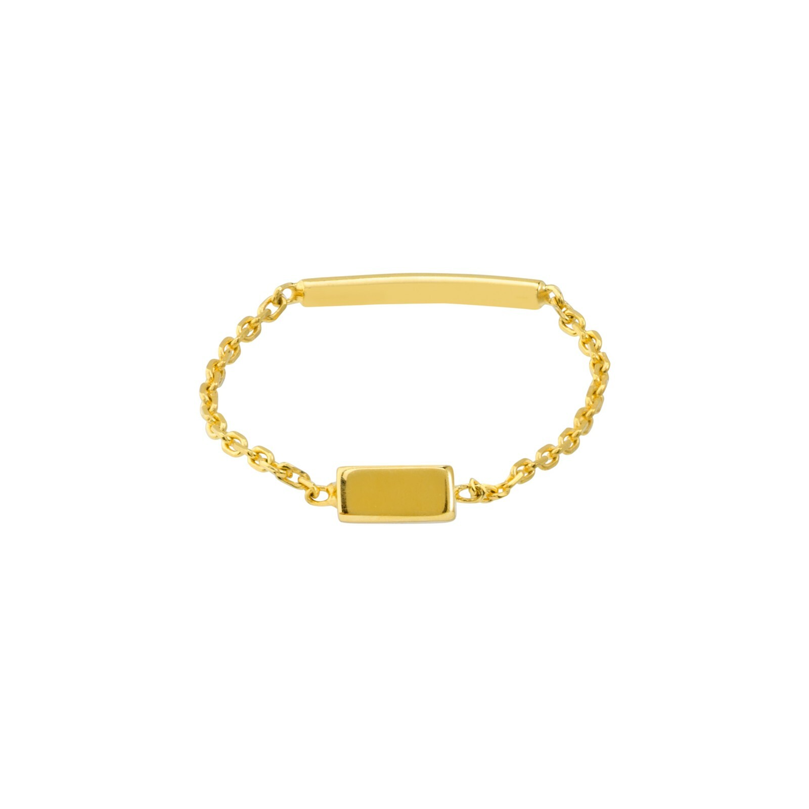 Bar Chain Ring with Sizing Bar Real Solid 14K Yellow Gold
