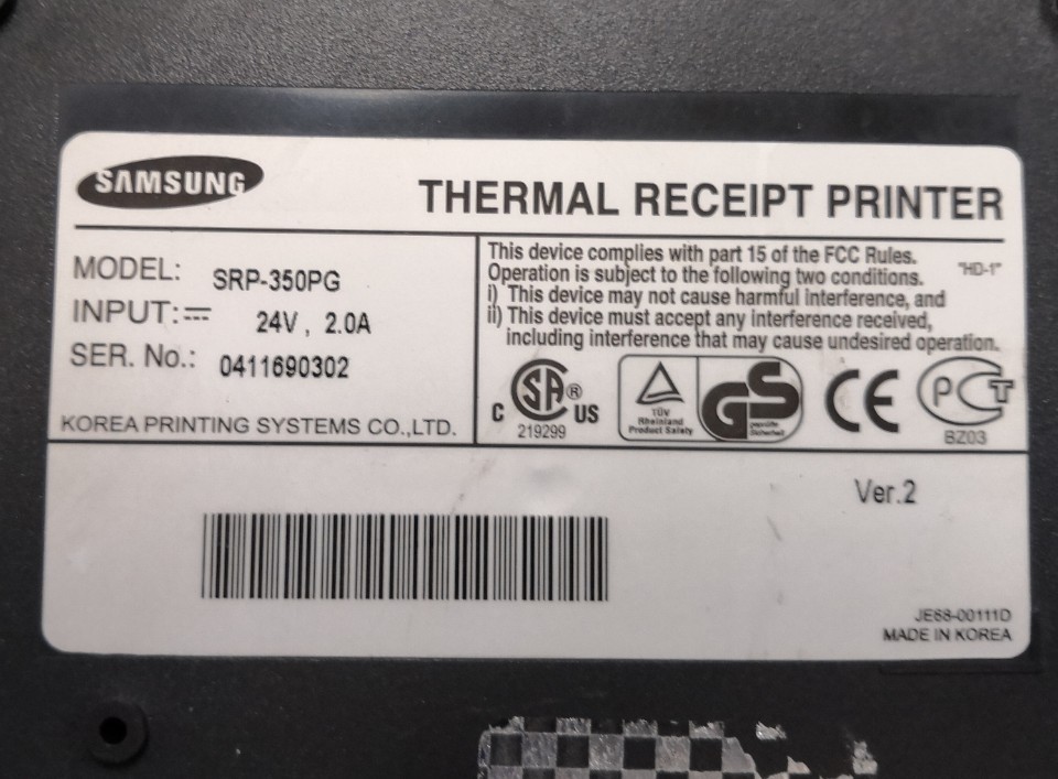 - Samsung Bixolon SRP-350PG Thermal Receipt Printer (PARALLEL) No AC ADAPTER