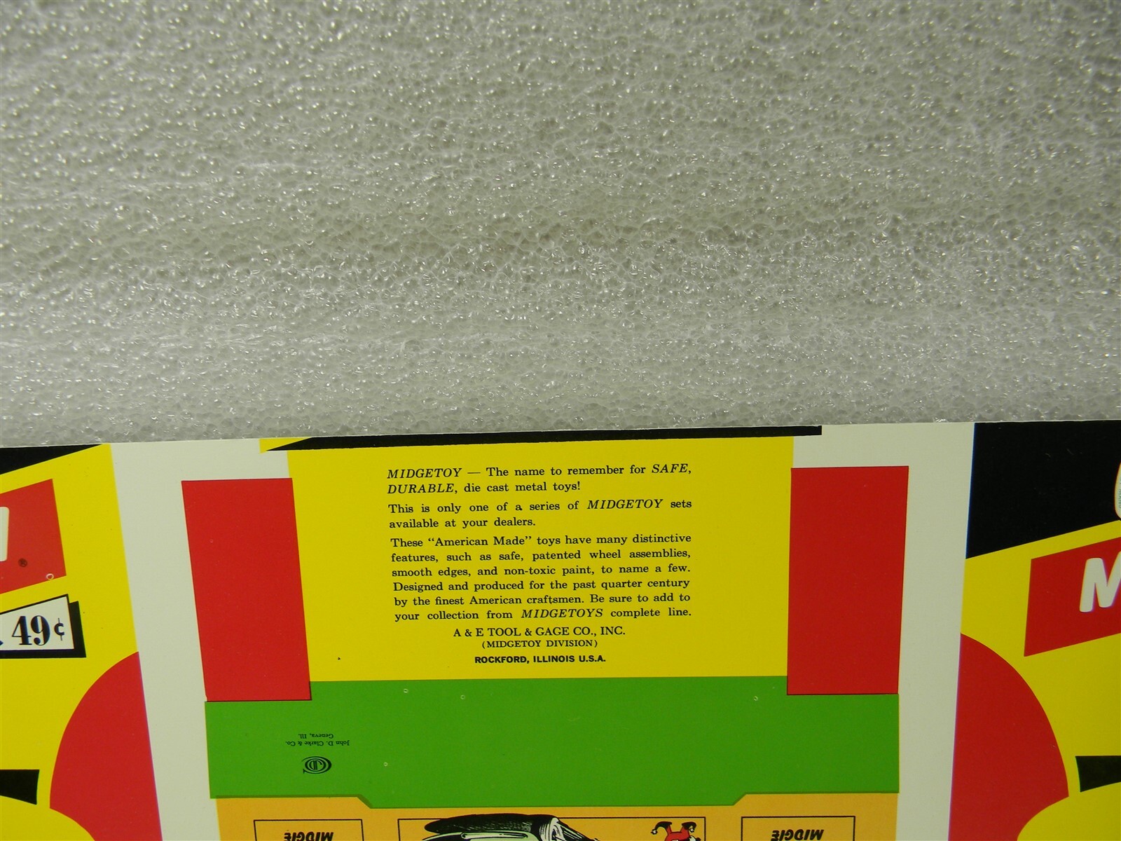 Midgetoy Carded Box Unused Packaging , 1/3 Sheet
