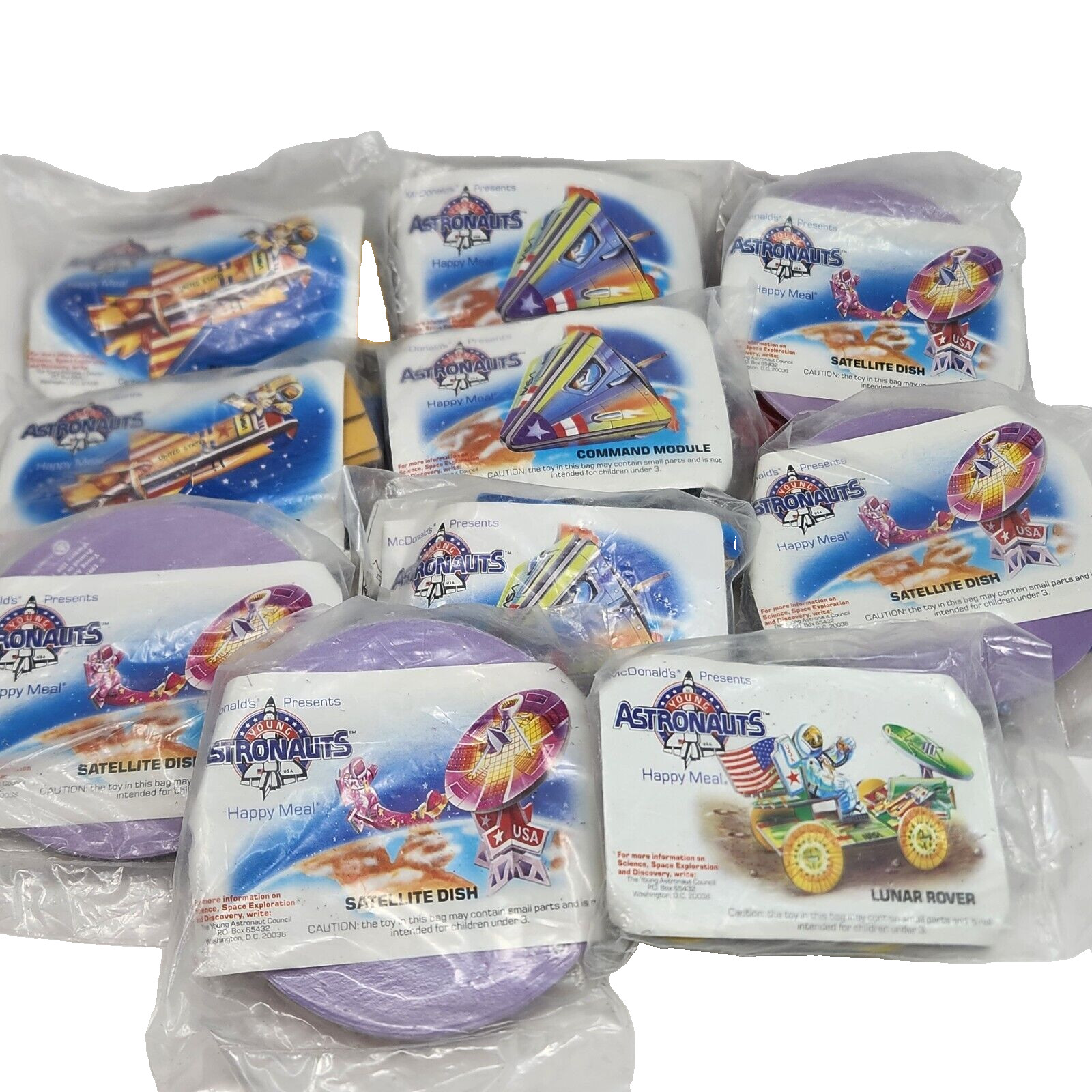 VINTAGE 1991 MCDONALD'S LOT OF 10 YOUNG ASTRONAUTS HAPPY MEAL TOYS NEW + SEALED