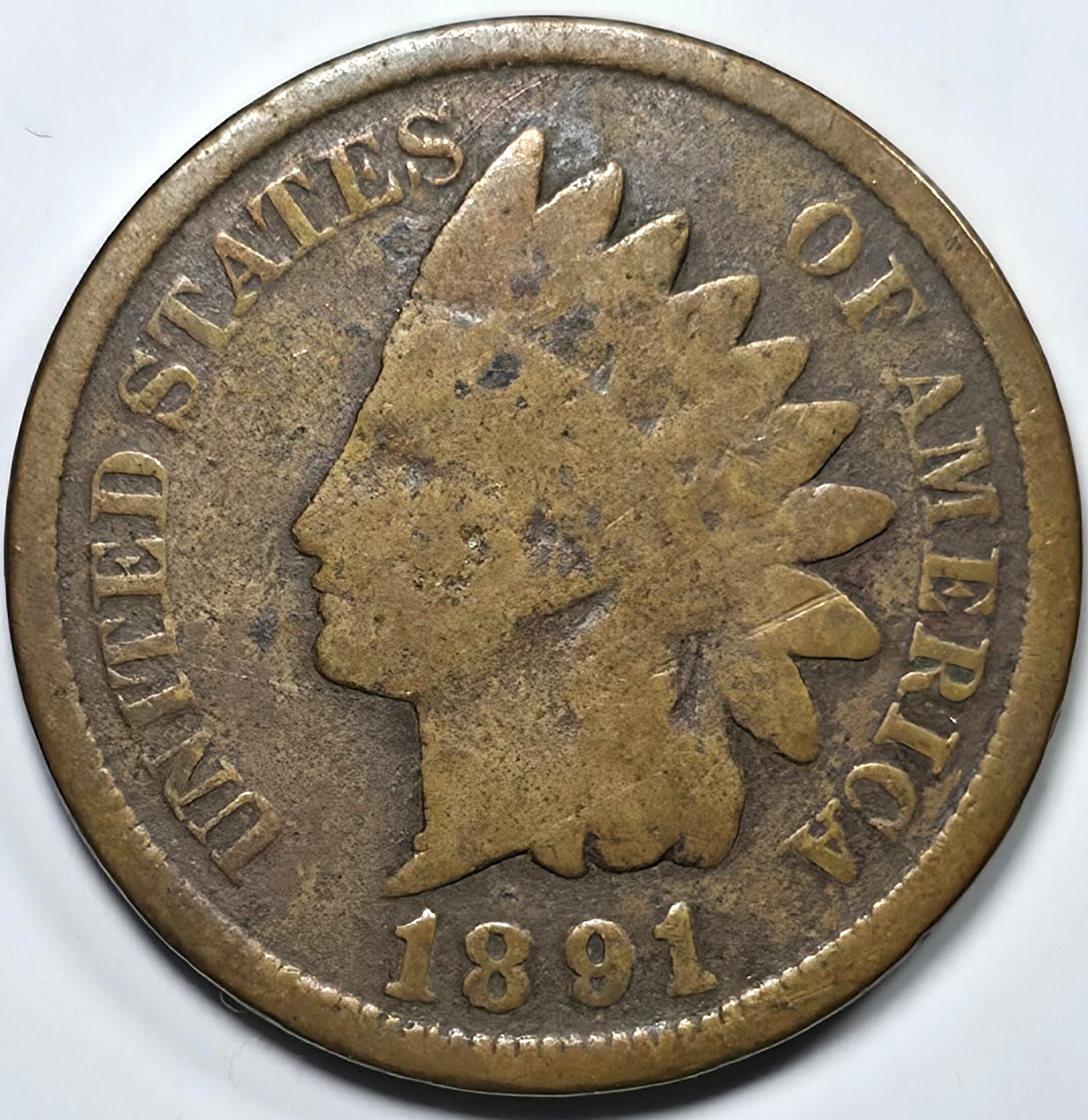1891 INDIAN HEAD CENT 1C G GOOD CIRCULATED C207