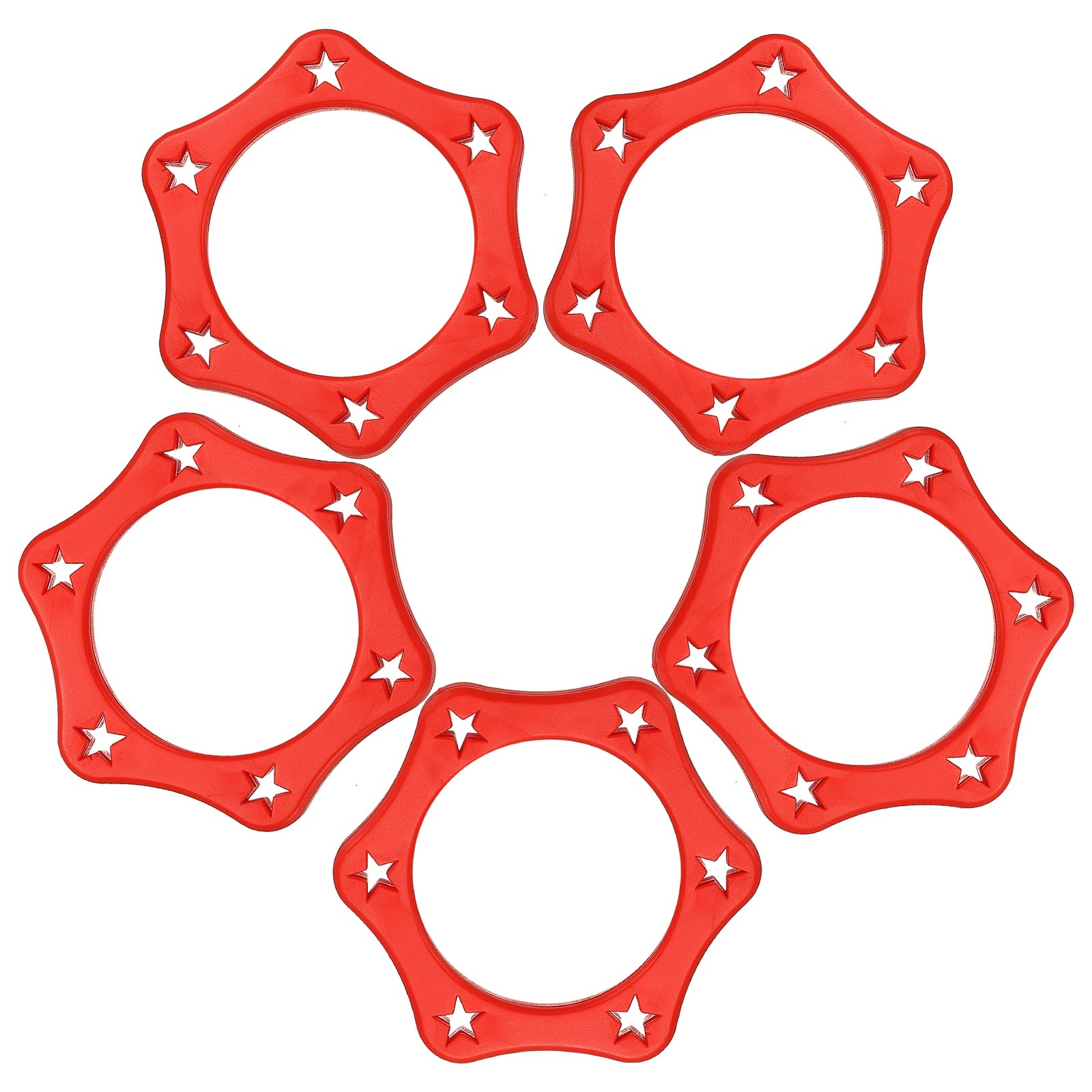 Microphone Anti-Roll Rubber Hexagonal Rings, 5 Pack & 1.4 x 2.3" & Red