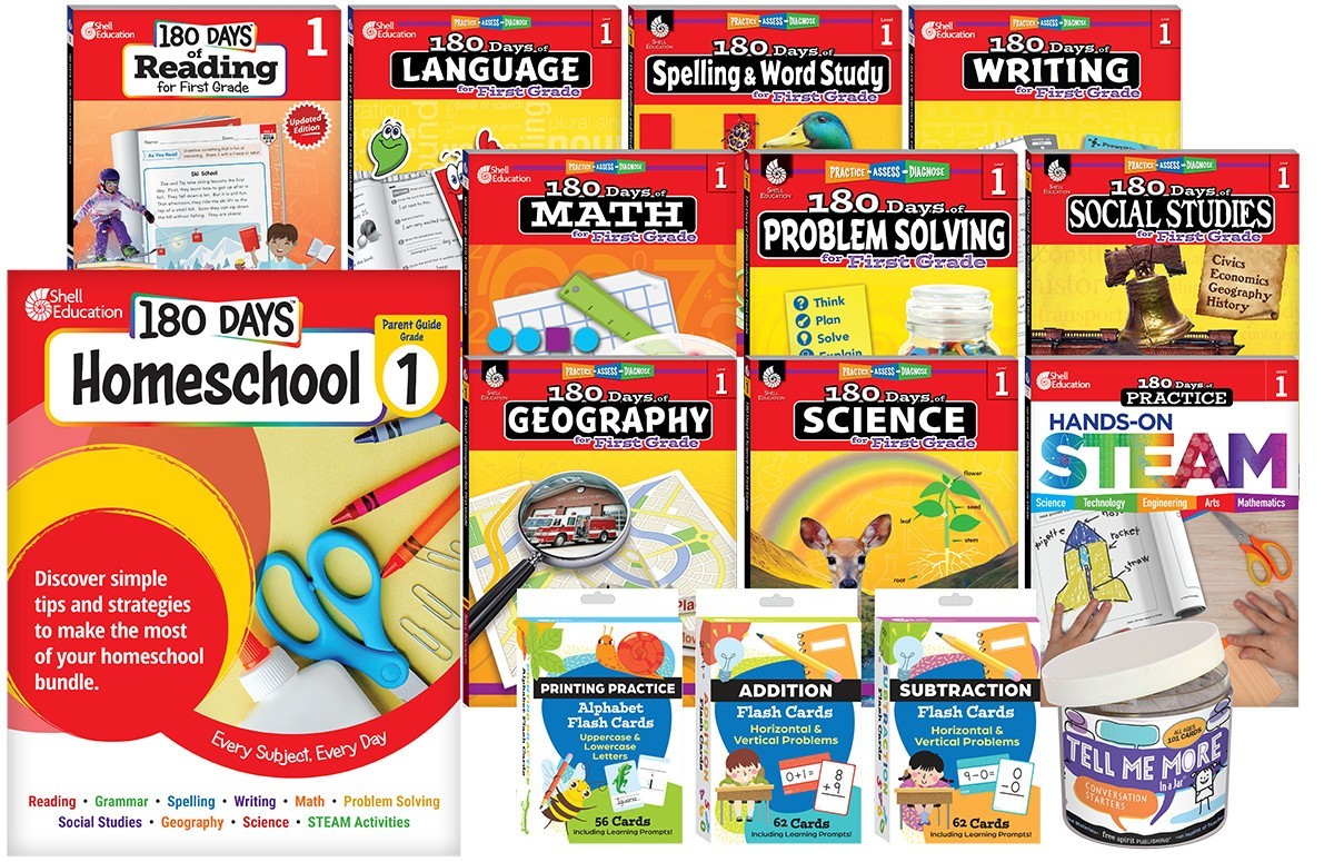 1st Grade 180 Days Multiple Subjects Homeschool Curriculum Bundle 1