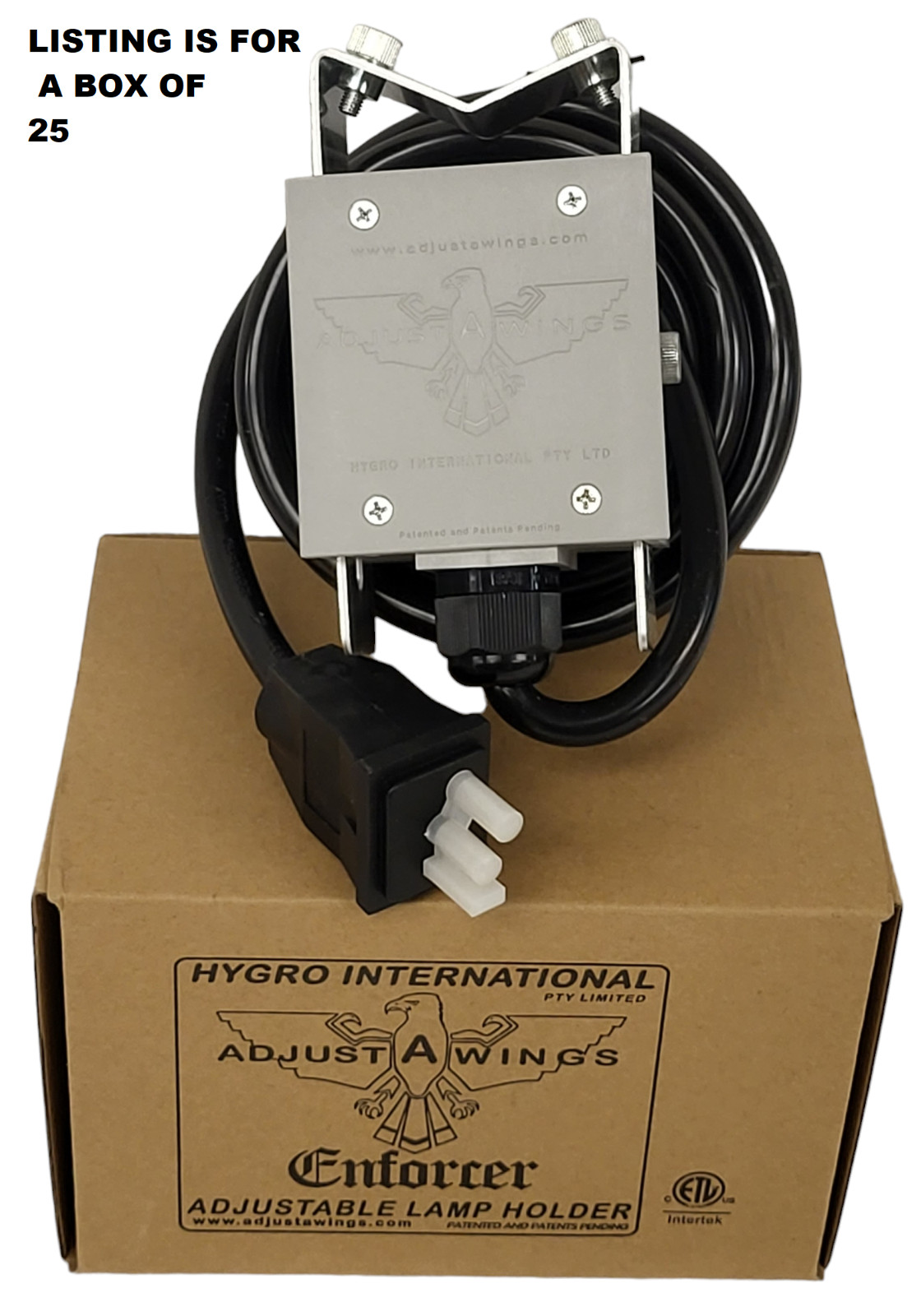 QTY 25 Hydroponic ADJUST-A-WINGS ENFORCER ADJUSTABLE Grow Light HOLDER 15' Cord