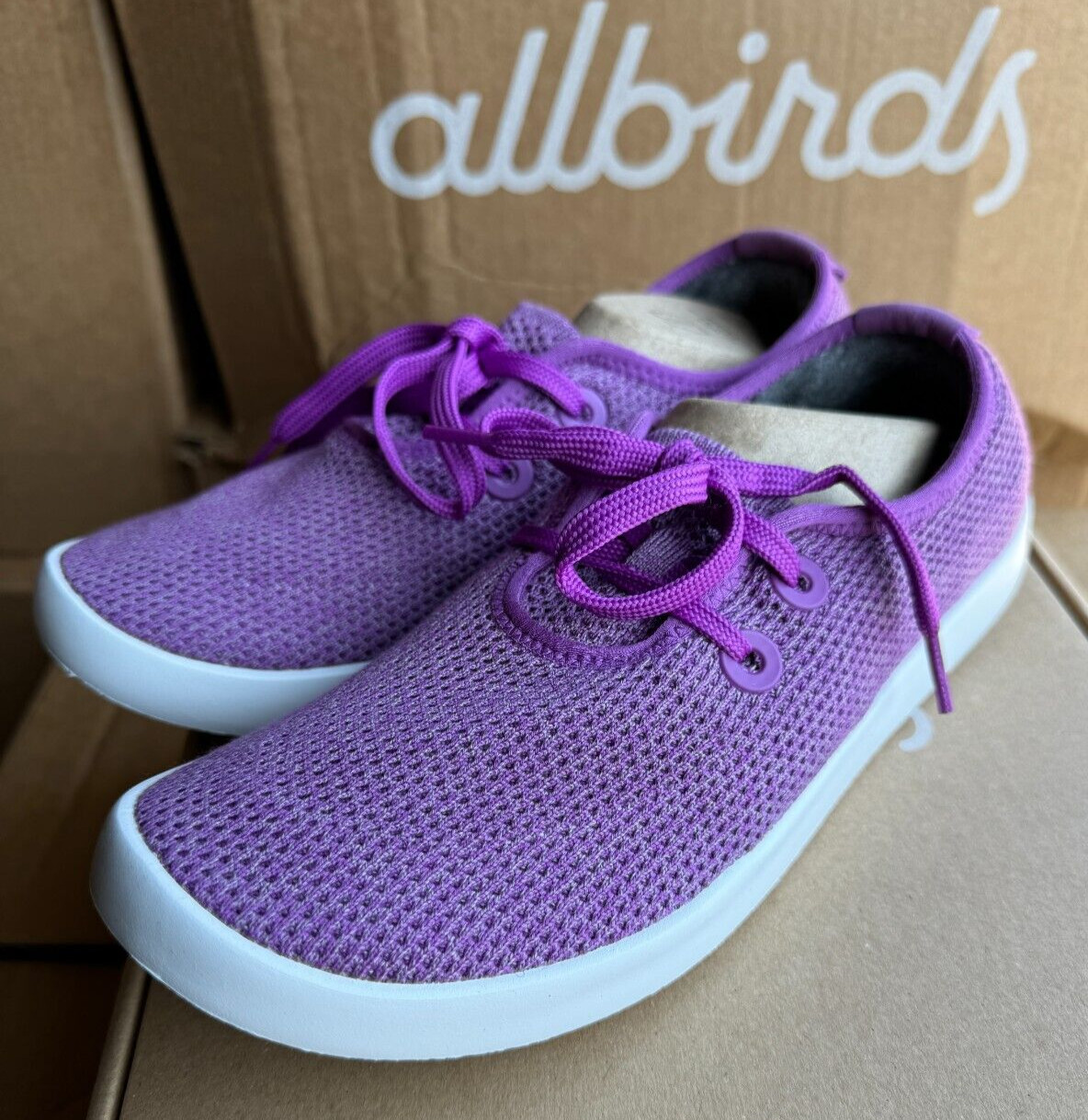 NEW ALLBIRDS TREE SKIPPER LUX PURPLE BOAT SHOES LACES CASUAL WOMENS SIZE 6