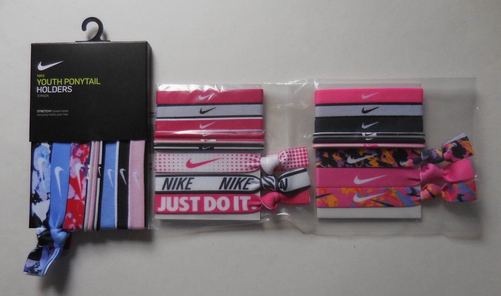 Nike Mixed Ponytail Holder Assorted 9 Pk YOUTH Multicolor Set of 3 Lots #11