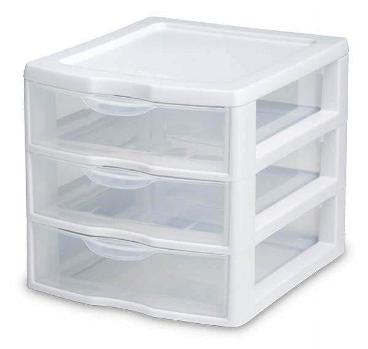 (2 pack) Small 3 Drawer Desktop Unit, Plastic, White！