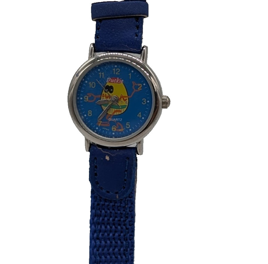 Children’s Duckie Cartoon Wrist Watch – Blue Band, Quartz Analog – Vintage Style