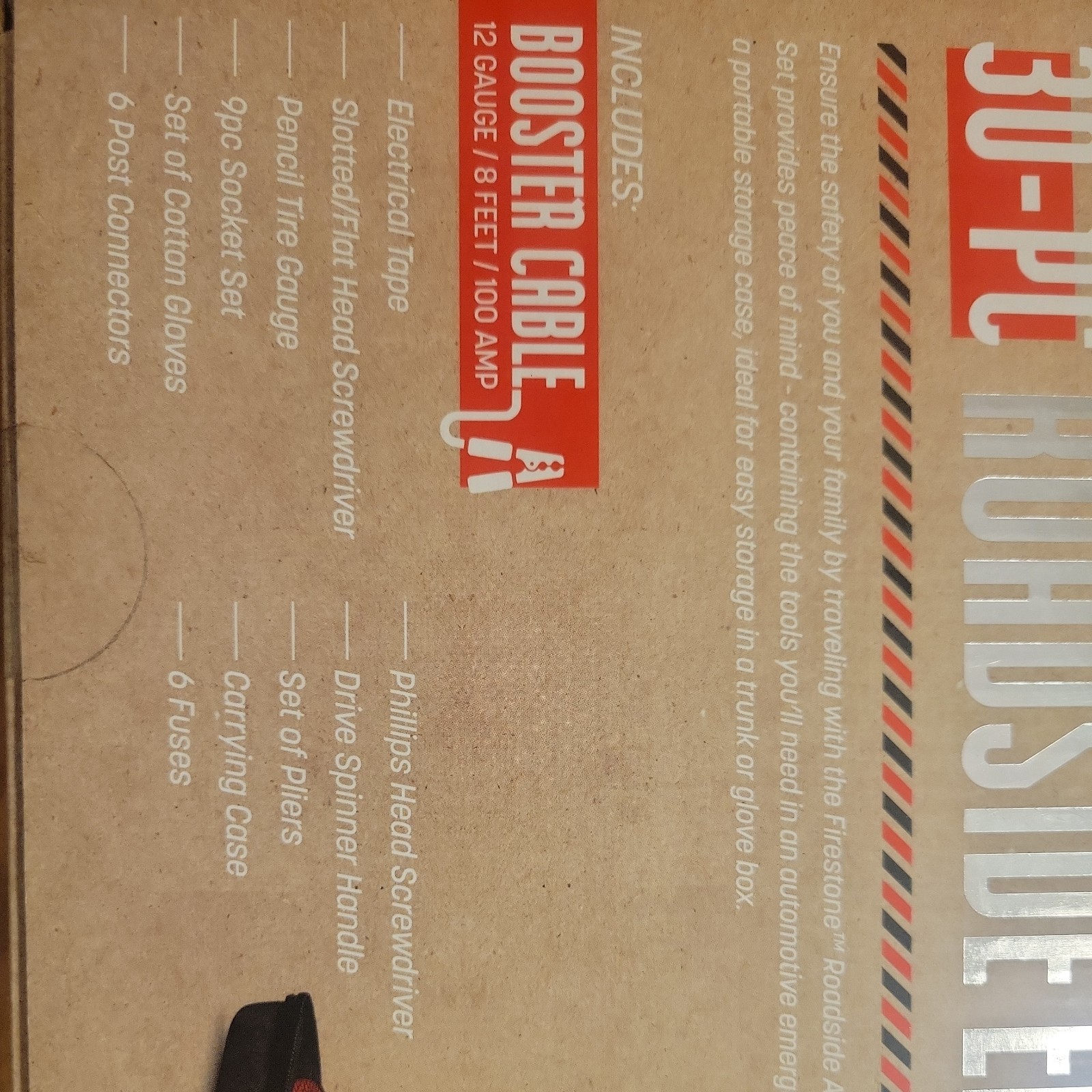 Firestone 30-PC ROADSIDE EMERGENCY SET with 8 ft 100 AMP BOOSTER CABLE