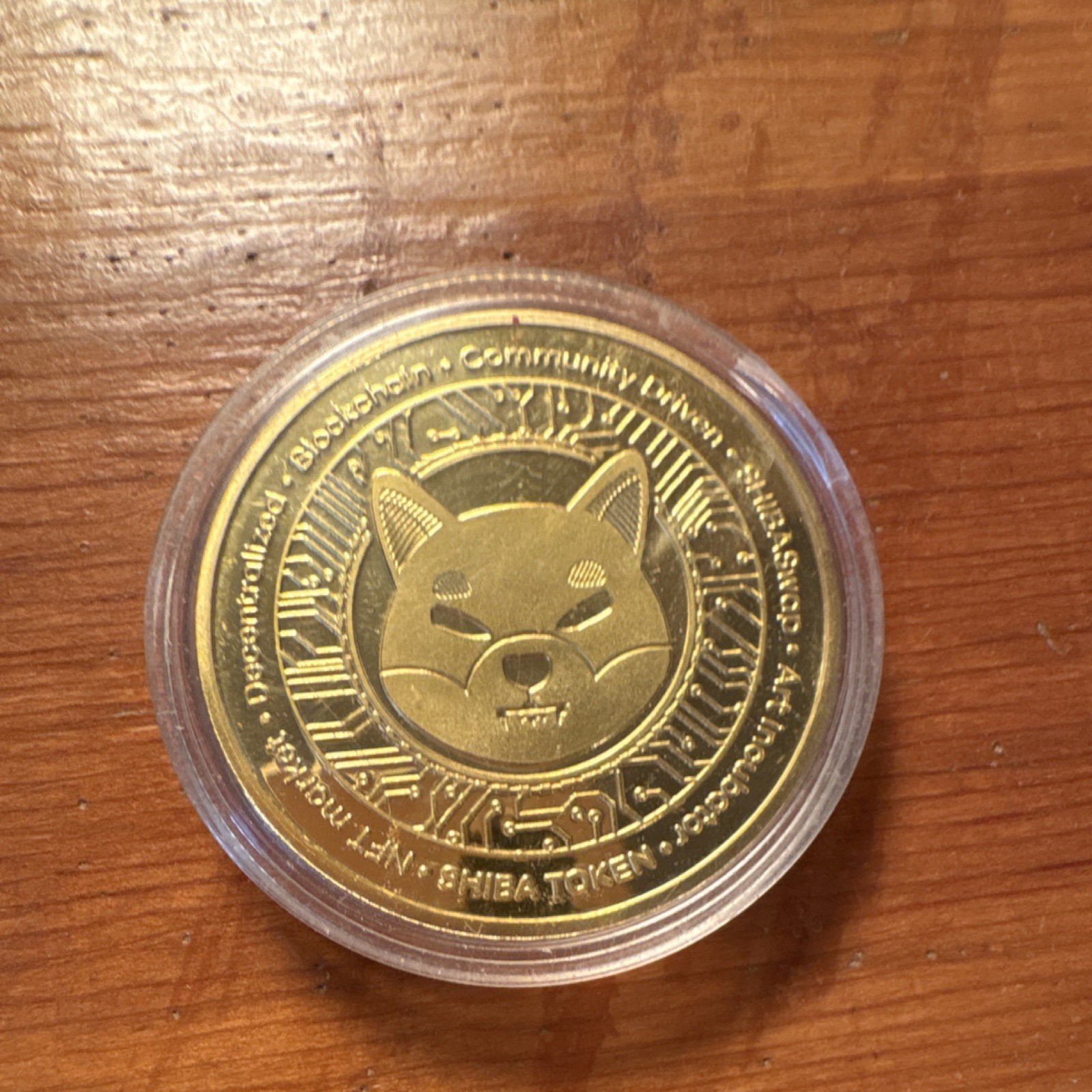 SHIBA TOKEN SHIBA INU Crypto-Collectible Coin Gold Color Blockchain Theme