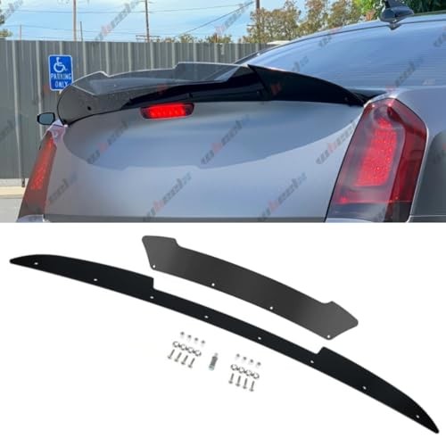 Rear Wickerbill Spoiler Compatible with 2005-2010 Chrysler V Style Smoked Black