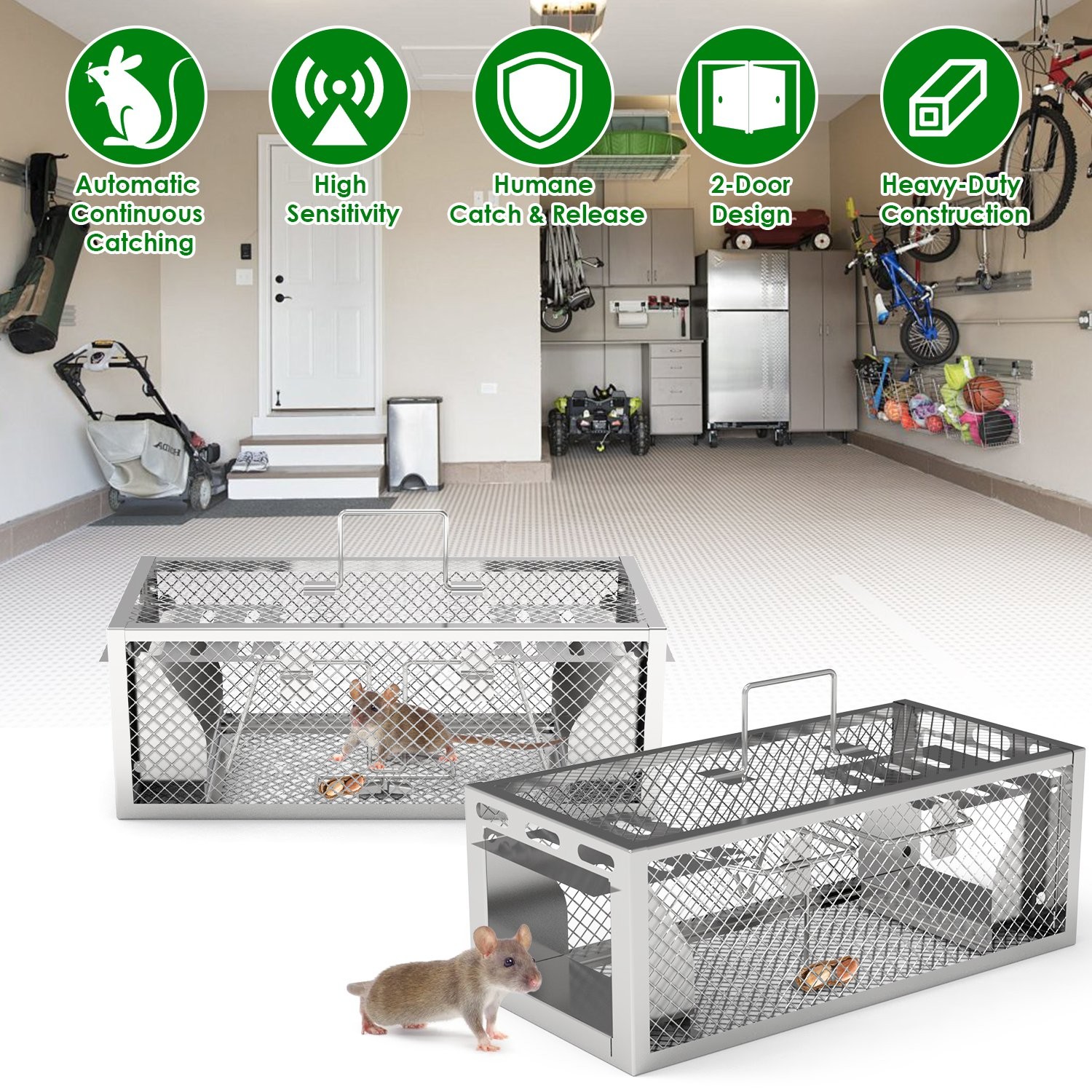 2Pcs Humane Live Mouse Traps Automatic Continuous Catching Rat Trap for House