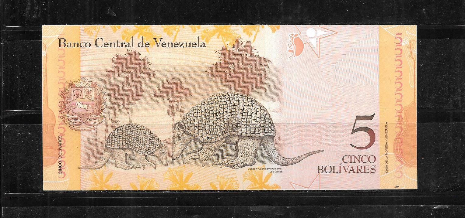 VENEZUELA  2009 #89F 5 BOLIVARES UNUSED  CURRENCY BANKNOTE NOTE PAPER MONEY