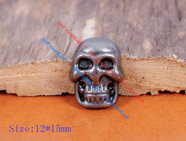 50X Sets 15x12mm Silver Tone Skull Spike Rivet Studs Spots Leathercraft conchos