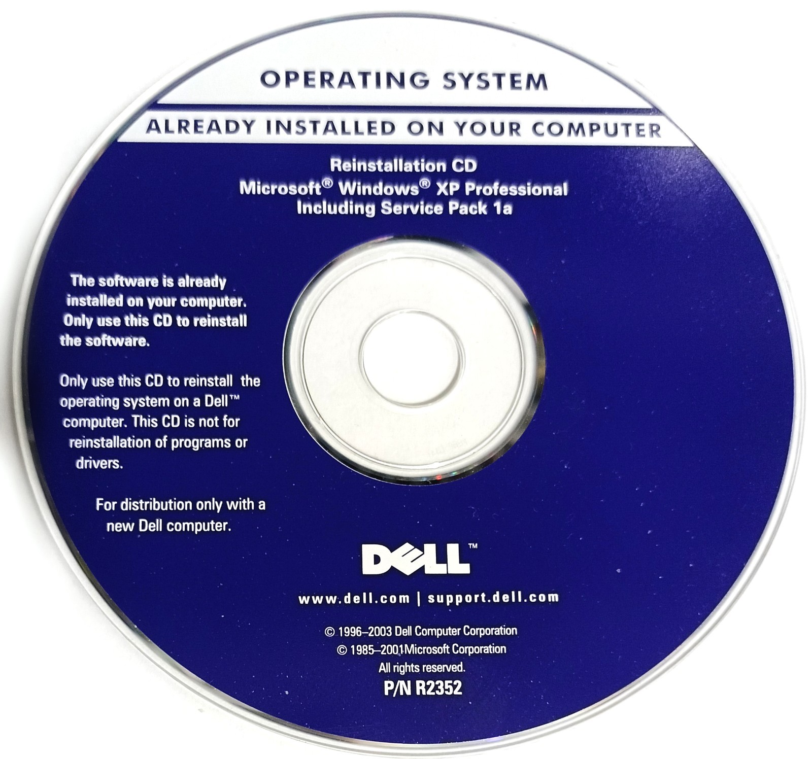 DELL Reinstallation CD Microsoft Windows XP Professional Service Pack 1a SP 1a