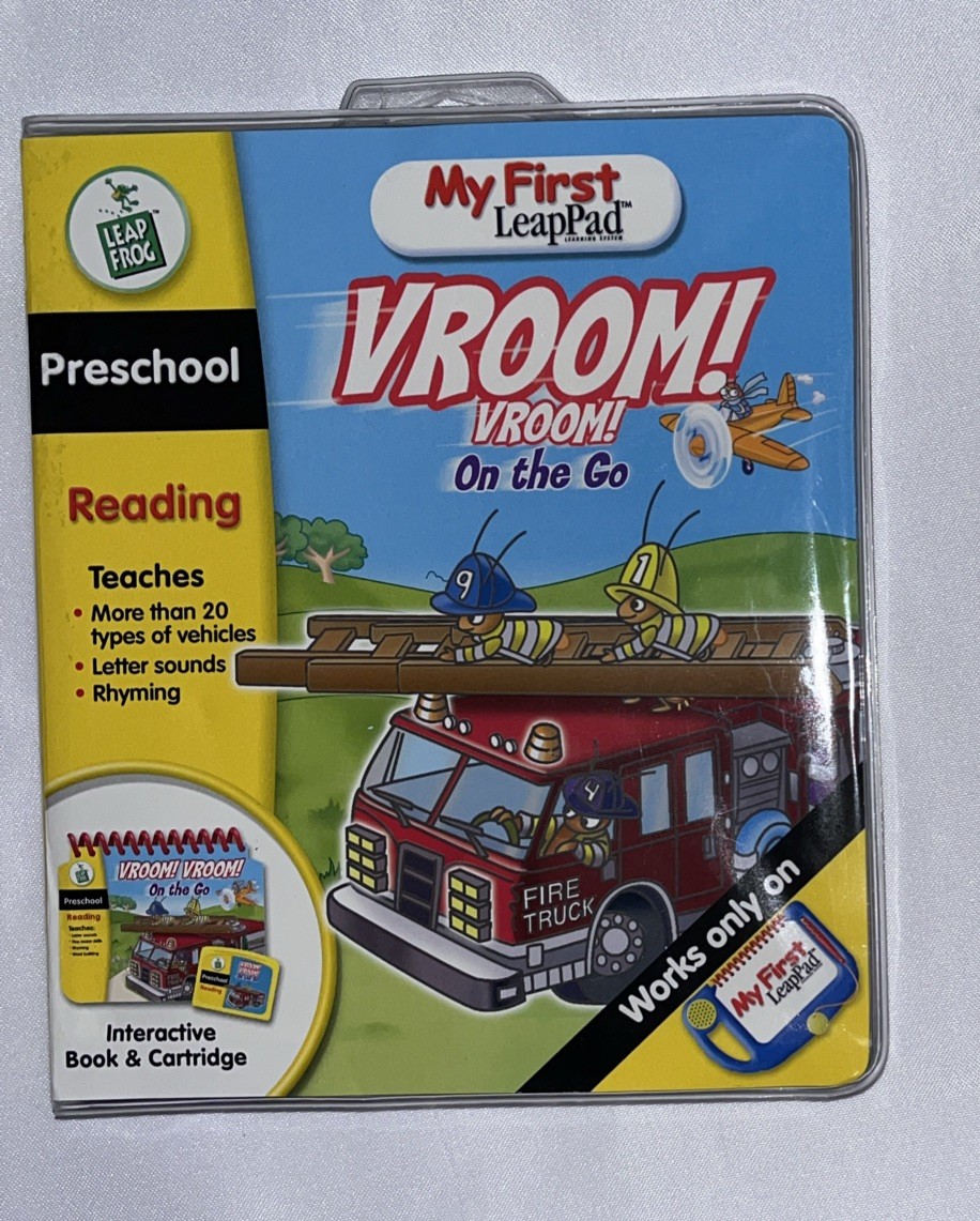 My First LeapPad "Vroom Vroom On the Go" Game and Book EUC FREE SHIPPING