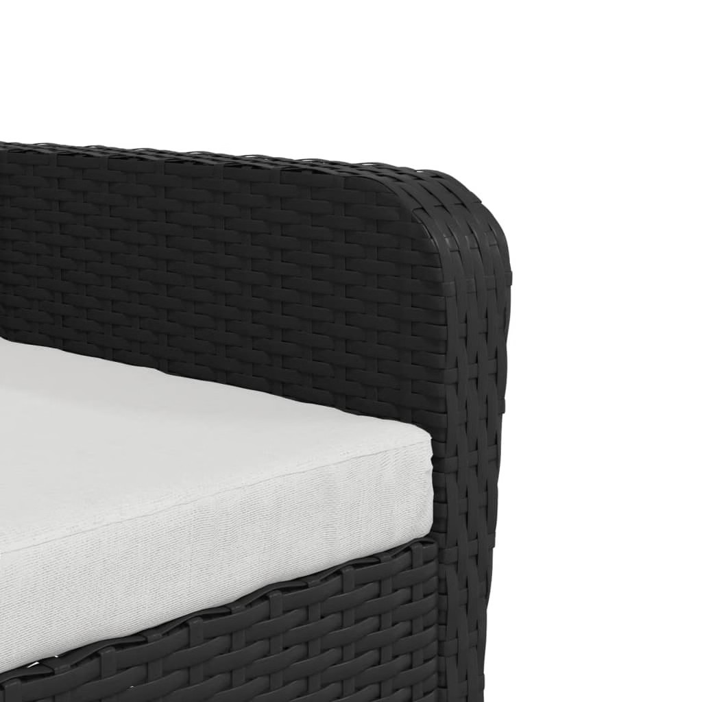 Garden Chair With Footstool Black PE Rattan, Steel Medium