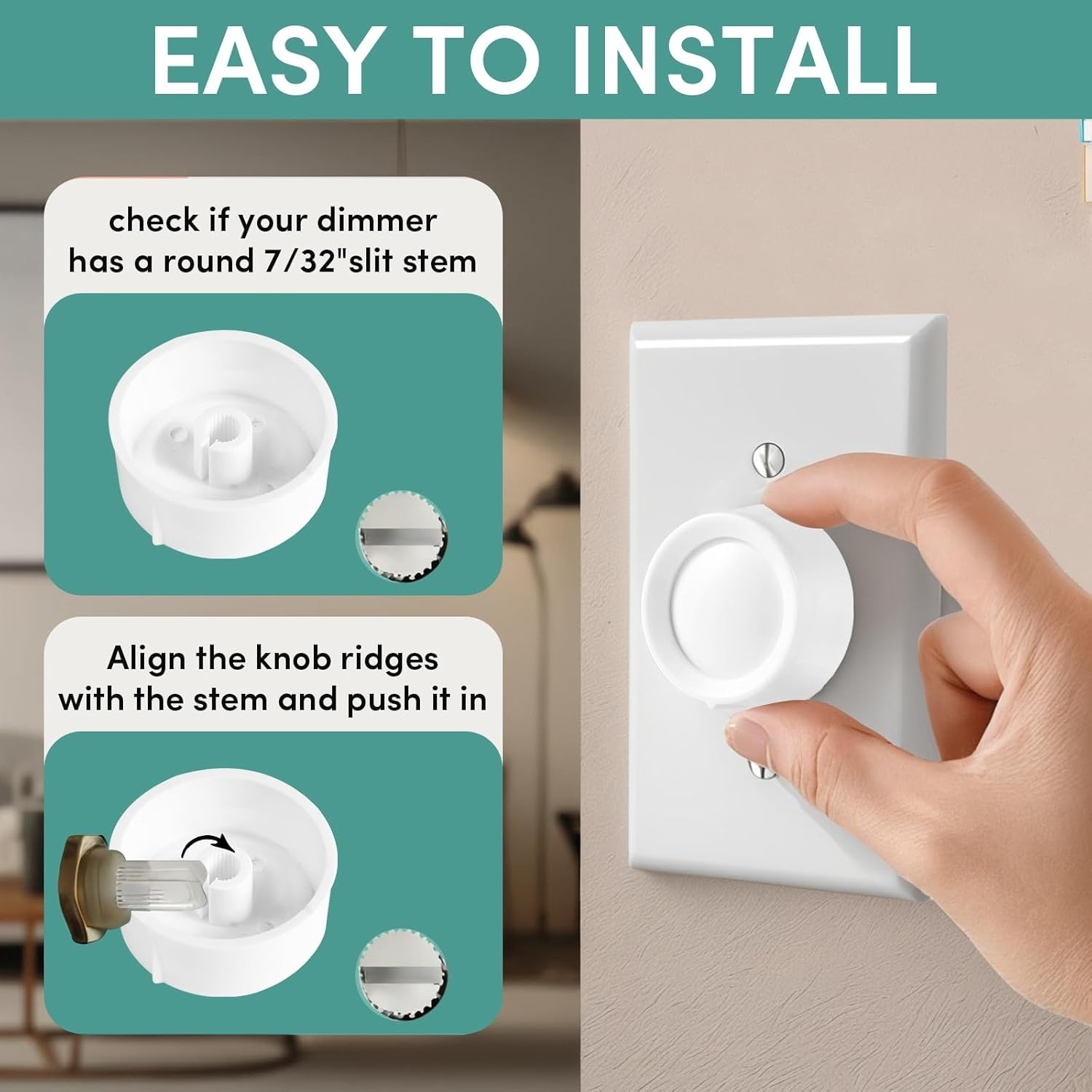 Durable White Rotary Dimmer Knobs - 2 Pack, Perfect for Home Lighting Control