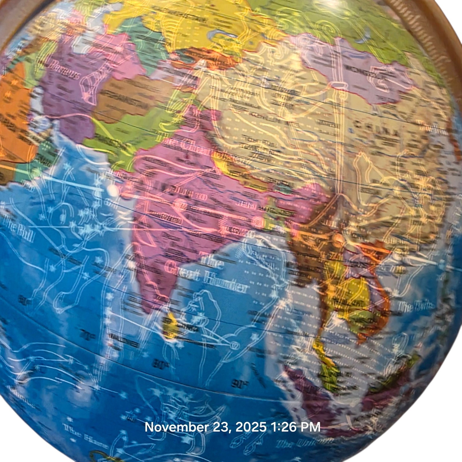 10" Lighted World Globe Lamp Illuminated LED Constellation Map 16" Tall