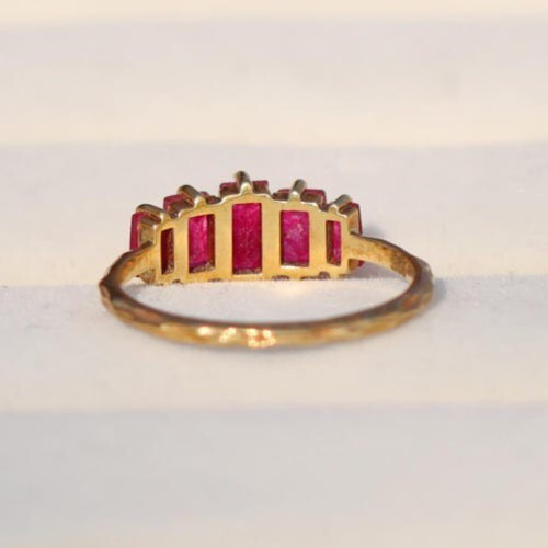 Natural Ruby Gemstone Ring, 925 Sterling Silver, 14k Gold Plated Women Ring