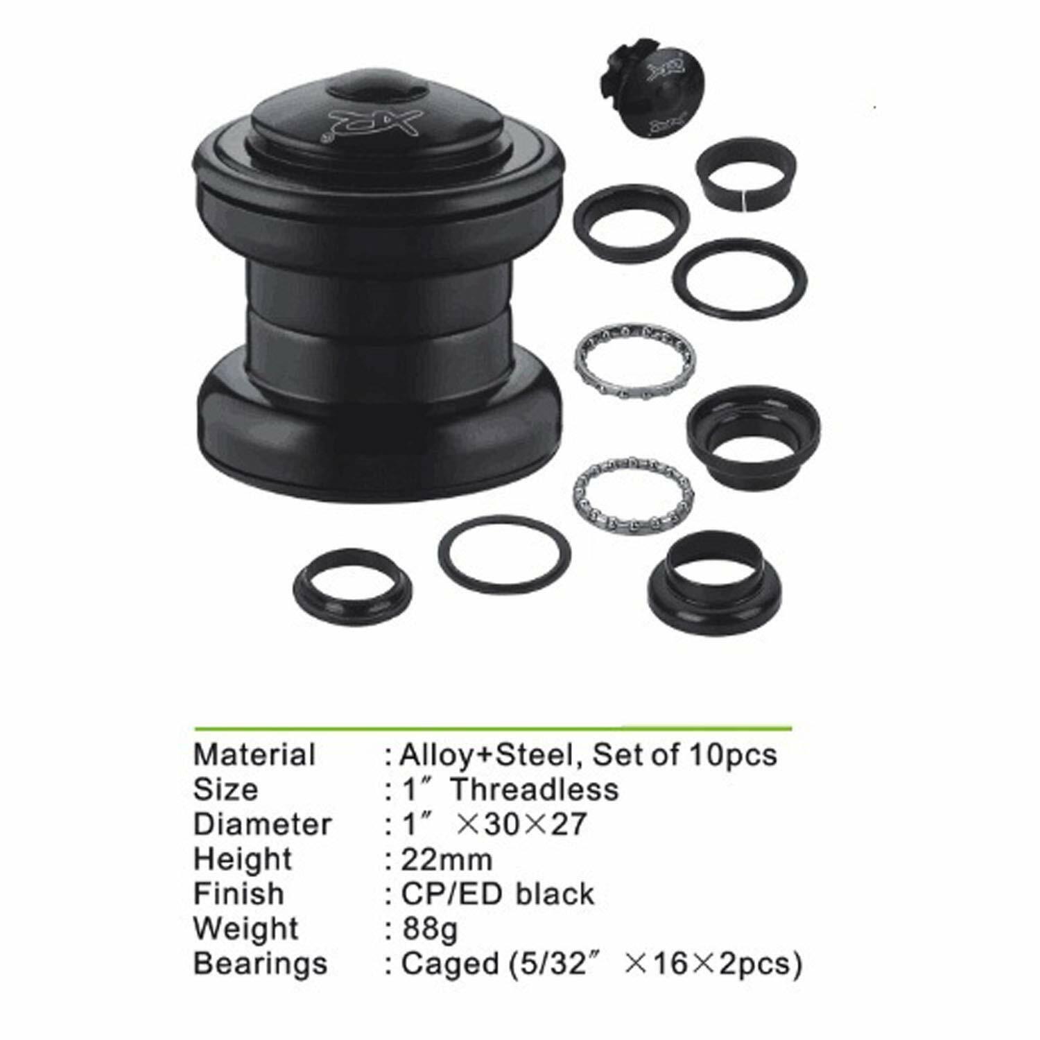 CDHPOWER 10pcs 1" Threadless Bicycle Headset Combo - Gas Motorized Bicycle Black