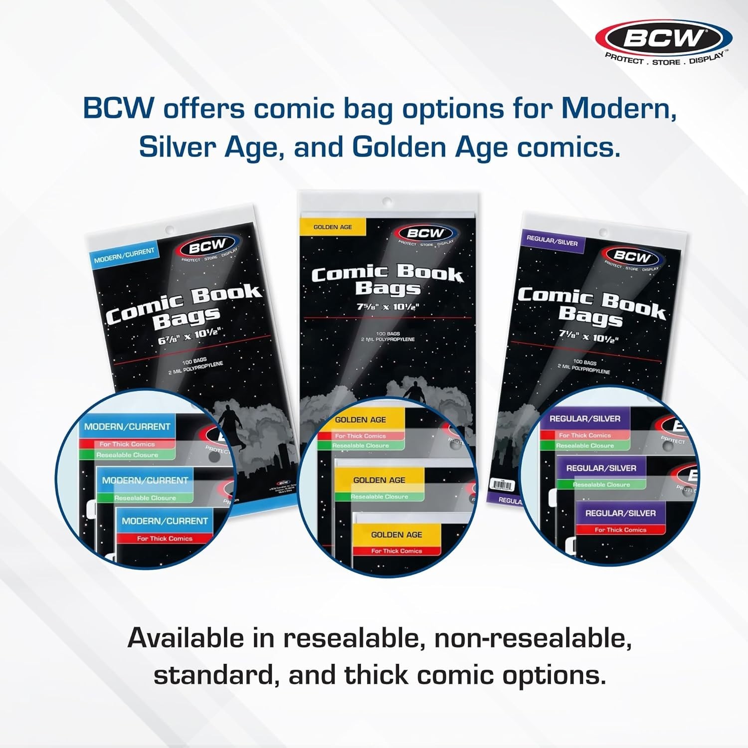 200 Count Resealable Comic Bags for Current Issues - Crystal Clear Protection
