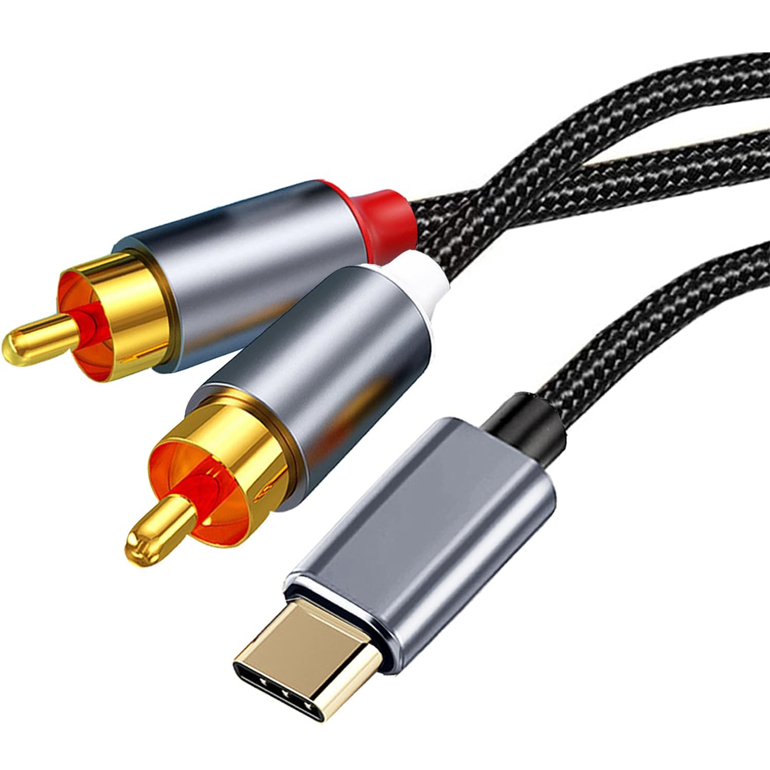 TIEDXIOY USB C to RCA Audio Cable Braided, 2 C Type-C Port, Red
