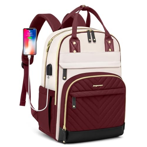 Laptop Backpack for Women Teen Girls: 15.6 inch School 15.6 Inch 61-wine Red