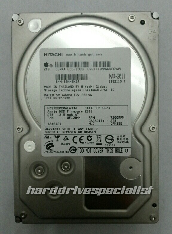 Hitachi HDS722020ALA330 2.0TB SATA 7200 RPM P/N:0F12944 MLC:JPK35E F/W:2010