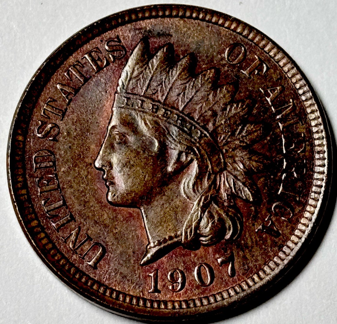 1907 INDIAN HEAD CENT ,TONED PENNY Gem BU STUNNER Higher MS Coin