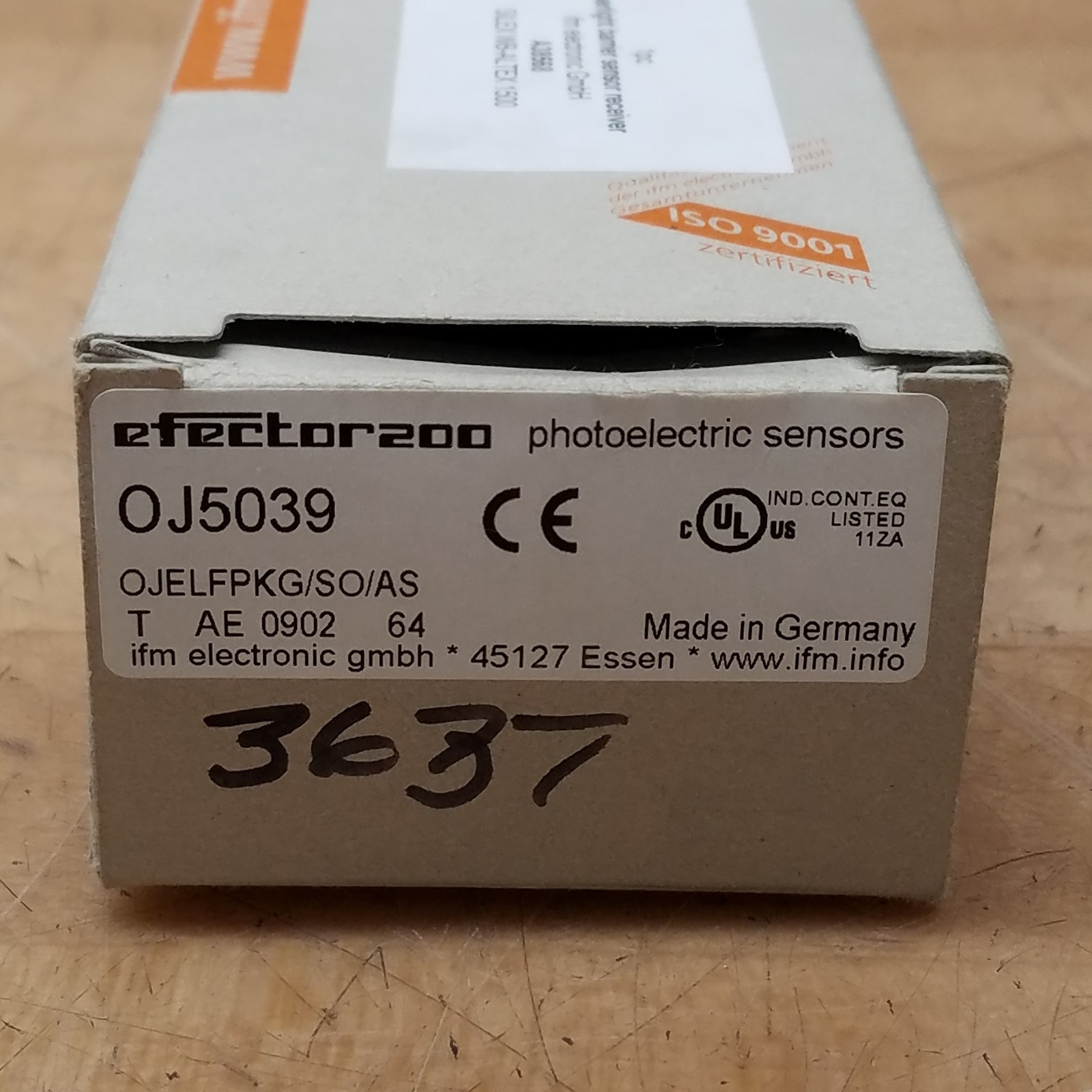 Efector 200 OJ5039, OJELFPKG/SO/AS Photoelectric Sensor, 10-30VDC - NEW