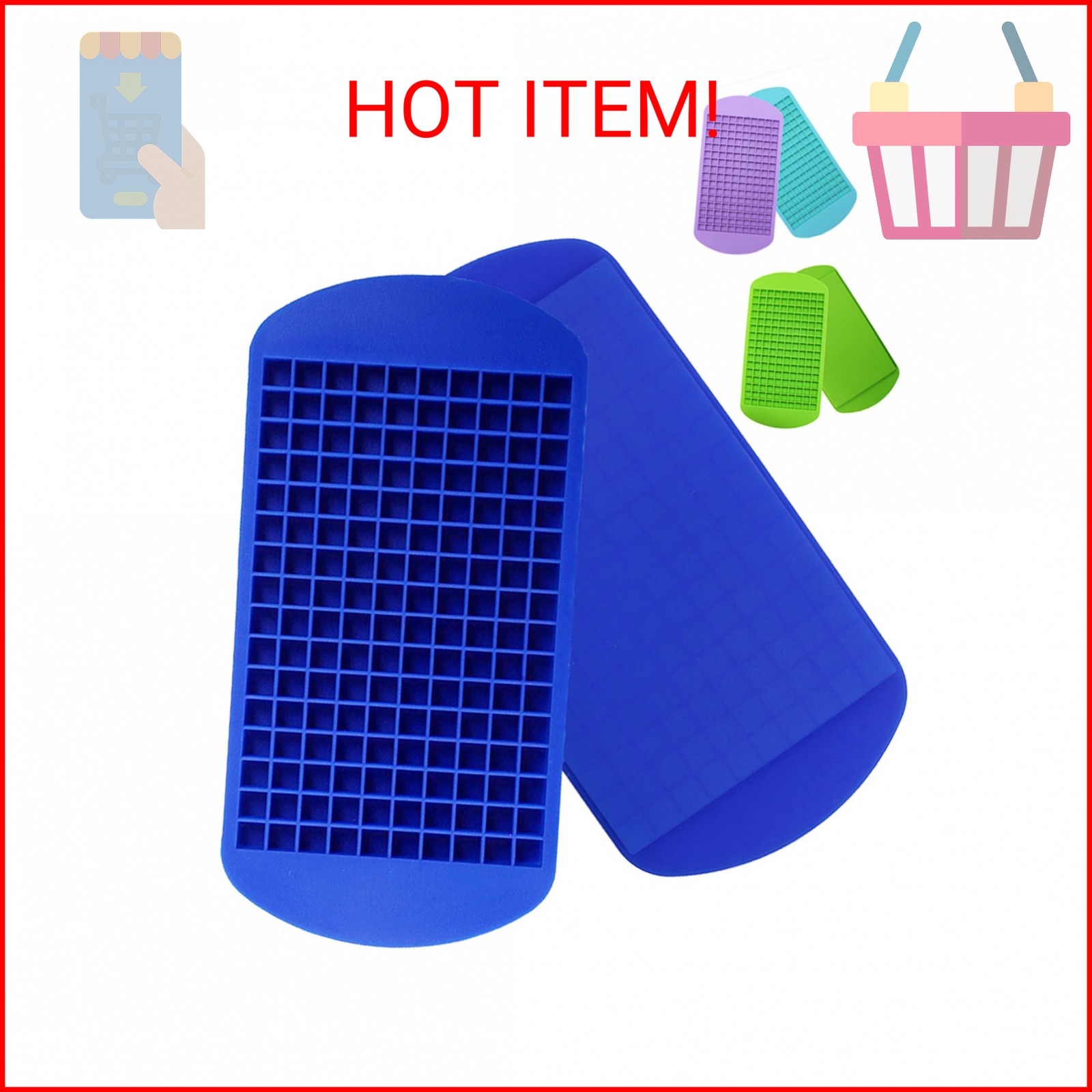 LeeYean Silicone Mini Ice Cube Trays 2 Pack, 160 Small Ice Cube Molds Easy Relea